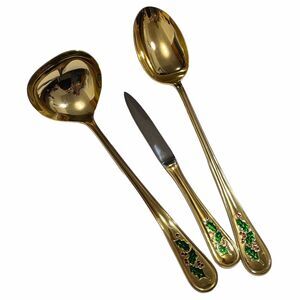Retroneu HollyDay 24K Gold Electroplated Christmas Hostess Serving 3 Pcs